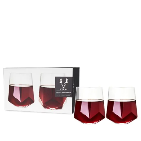 VISKI RAYE GLASS FACETED WINE 2PC @Deerfoot Meadows [1003740]
